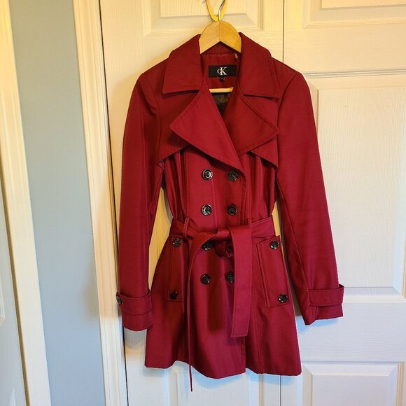 Calvin Klein red trench coat - Picture 1 of 8